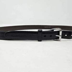 JAMES CULVER HANDMADE BLACK LEATHER SILVER BUCKLE MENS BELT SIZE 46 1.25" WIDE